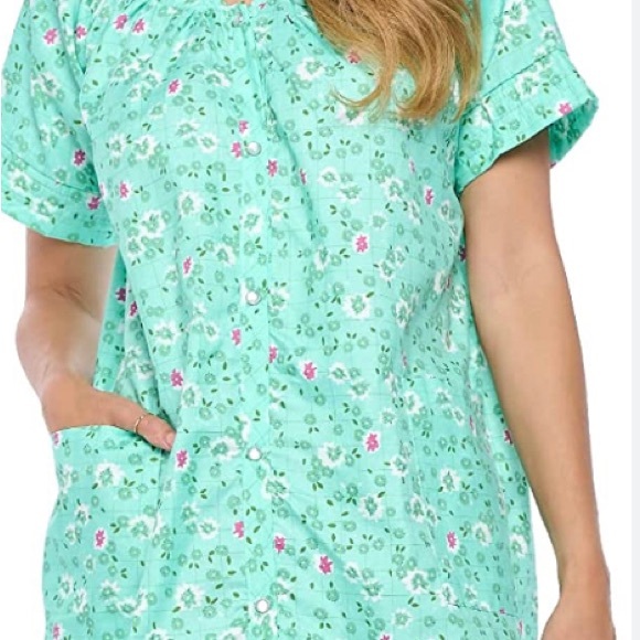 Casual Nights Snaps Front Closure House Dress Woven Houseco Size Medium (H1) - Picture 2 of 8